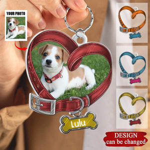 Personalized Memorial Heart Shaped Dog Collar Acrylic Keychain