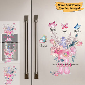Family - Mom we love you Flower Personalized Decal/Sticker