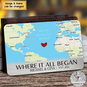 Where It All Began - Couple Personalized Aluminum Wallet Card