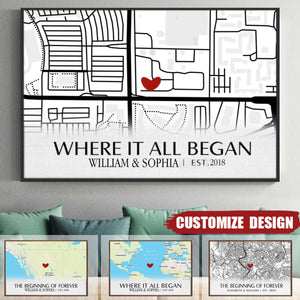 Where It All Began - Personalized Horizontal Poster - Gift For Couple