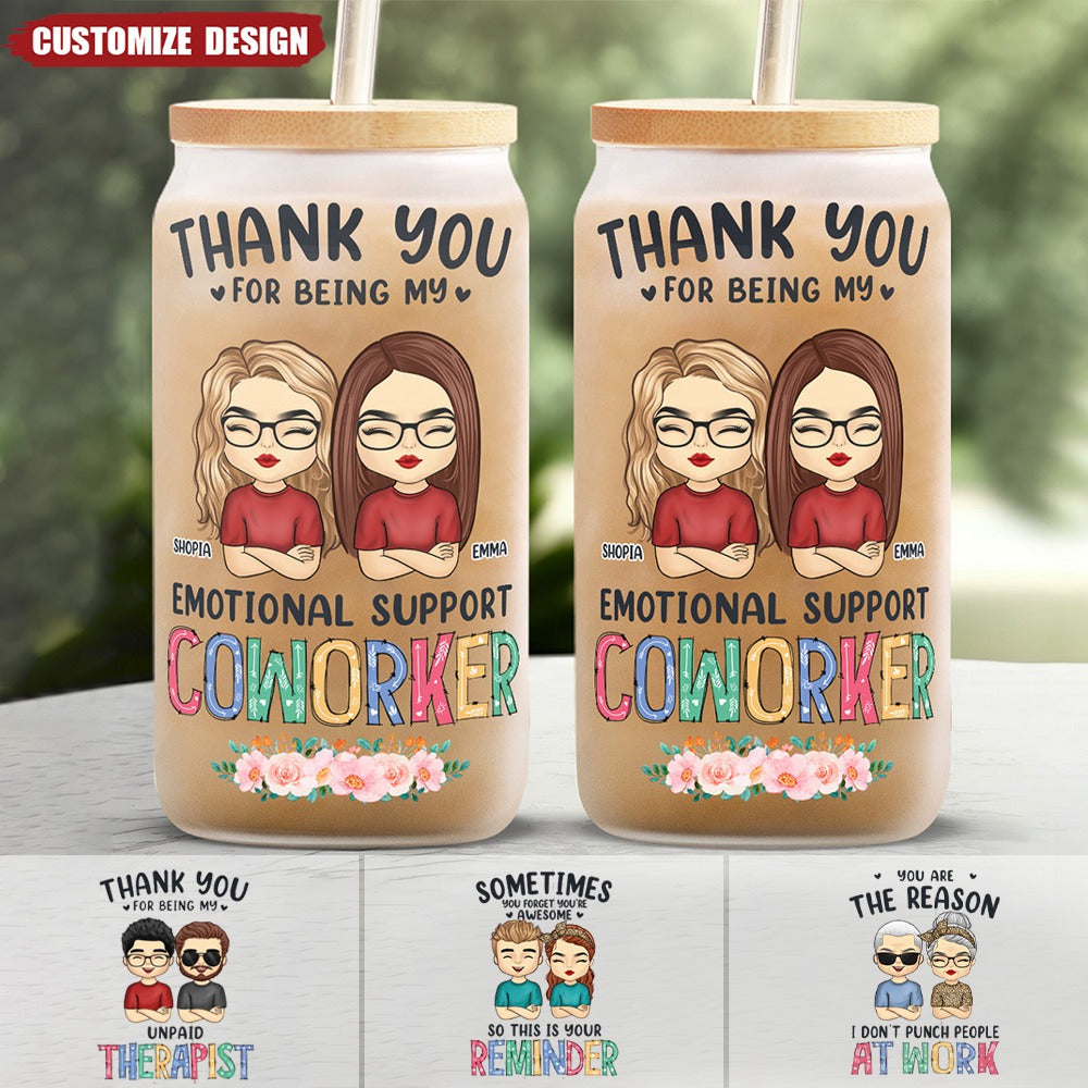Thanks For Being My Unpaid Therapist - Personalized Glass Cup, Iced Coffee Cup - Gift For Best Friends, Sisters