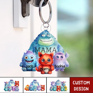Personalized Keychain - Halloween Gift For Mom- Grandma Of The Little Monster