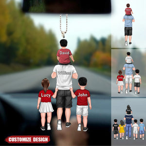 Personalized Dad And Kids Car Ornament