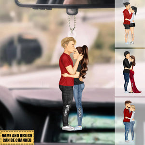 Personalized Hugging Couple Car Ornament - Gift For Couple