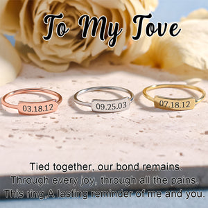 Custom Delicate Dainty Bar Date Ring