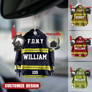 Personalized Acrylic Car Ornament - Gift For Firefighter