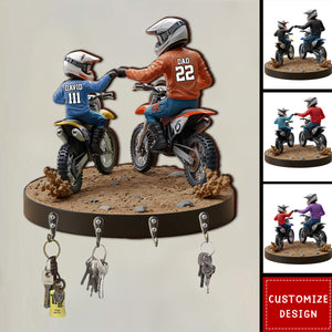Dirt Bike Dad And Kid - Personalized Dirt Bike Key Rack