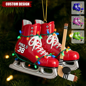Ice Hockey Skates Ornament - Personalized Gifts For Ice Hockey Lovers