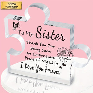 I Love You Forever - Personalized Puzzle Shaped Acrylic Plaque - Gift for Mom/Besties/Sister/Friends/Couples/Family