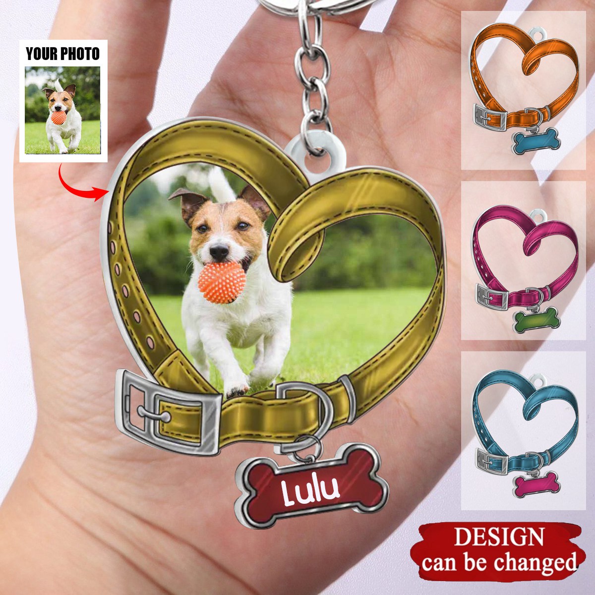 Personalized Memorial Heart Shaped Dog Collar Acrylic Keychain