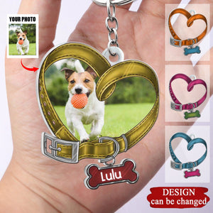 Personalized Memorial Heart Shaped Dog Collar Acrylic Keychain