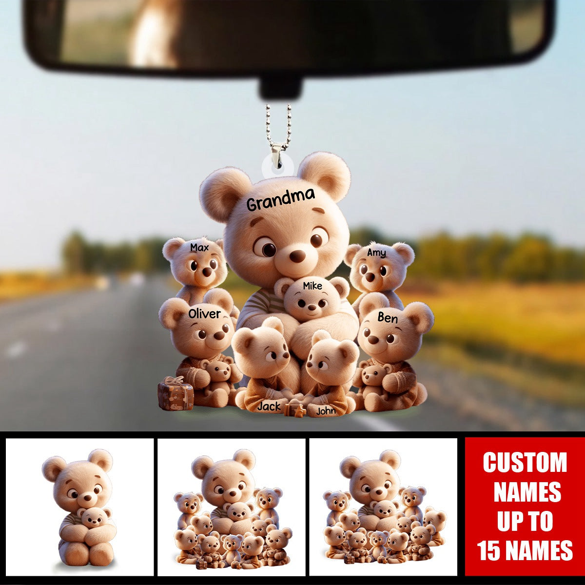Grandma/ Mama Bear Personalized Acrylic Car Ornament