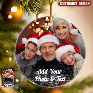Custom Picture Christmas Ceramic Ornaments - Personalized Double-Sided Photo
