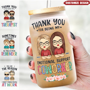 Thanks For Being My Unpaid Therapist - Personalized Glass Cup, Iced Coffee Cup - Gift For Best Friends, Sisters