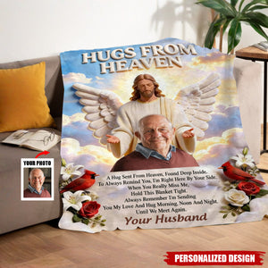 Memorial Gift, Hugs From Heaven-Personalized Memorial Blanket
