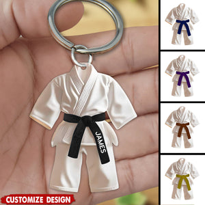 Personalized Black Belt Keychain - Karate,Jiu-Jitsu Gift