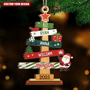 Custom Wood Ornament - Personalized Christmas Birthday Gifts For Mom, Dad, Kids - Our Family Christmas Tree