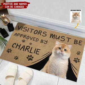 Custom Photo Visitors Must Be Approved By This Dog - Dog & Cat Personalized Home Decor Decorative Mat