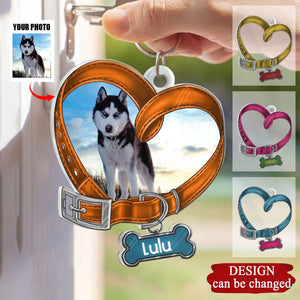 Personalized Memorial Heart Shaped Dog Collar Acrylic Keychain