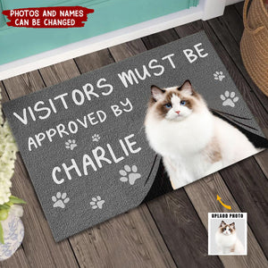 Custom Photo Visitors Must Be Approved By This Dog - Dog & Cat Personalized Home Decor Decorative Mat