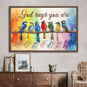 God Says You Are - Bird Art with Bible Verses Poster