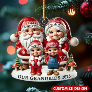 Grandma Grandpa And Grandkids Christmas Personalized Acrylic Ornament