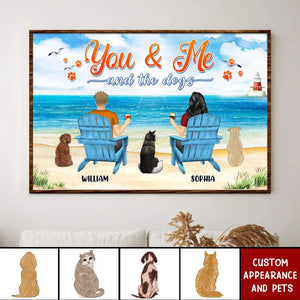 You And Me And The Pets Peace Beach View - Personalized Couple Poster