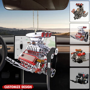 Drag Racing Hot Rod V8 Engine - Personalized Drag Racing Car Hanging Ornament - Gift For Racing Lovers