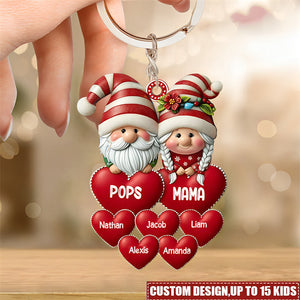 Grandparents With Sweat heart Kids Personalized Acrylic Keychain