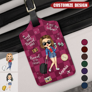 Work Hard, Travel Hard - Travel Personalized Custom Luggage Tag - Holiday Vacation Gift, Gift For Adventure Travel Lovers