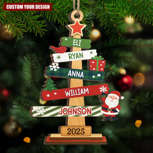 Custom Wood Ornament - Personalized Christmas Birthday Gifts For Mom, Dad, Kids - Our Family Christmas Tree