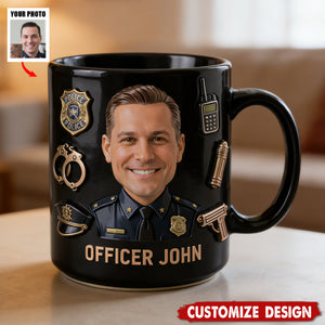 Funny Caricature Custom Mug From Any Photo - Personalized Police Officer Mug