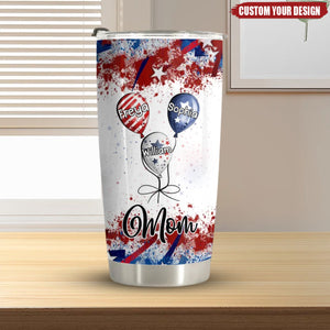 4th July Grandma Auntie Mom Little Balloon Kids American Flag Pattern Personalized Tumbler