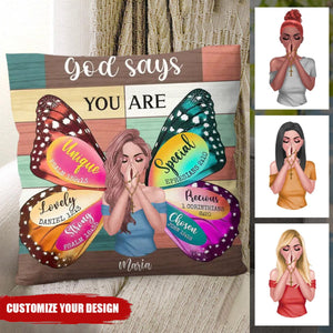 Personalized Prayer Pillow Cover - Inspiration Religious Gifts Idea - God Says You Are Special Ephesians