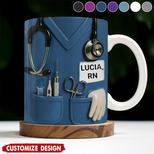 Celebrate Everyday Heroes, Stethoscope And Medical Instruments - Personalized Coffee Mug - Perfect Gift For Nurses