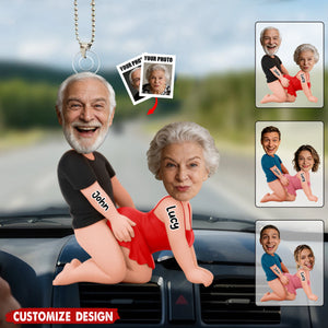 Naughty Personalized Photo Acrylic Car Ornament - Gifts For Couple