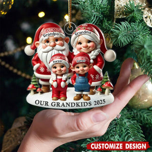 Grandma Grandpa And Grandkids Christmas Personalized Acrylic Ornament