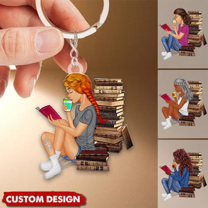 Just A Girl Who Loves Reading - Personalized Acrylic Keychain - Gift For Book Lovers