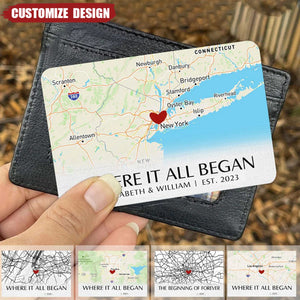 Where It All Began - Couple Personalized Aluminum Wallet Card