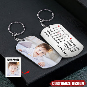 The Day You Became My Mom/Dad/Grandma/Grandpa - Personalized Stainless Keychain