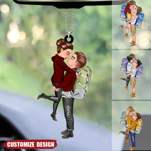 Doll Couple Camping Kissing Hugging, Camping For Life Personalized Car Ornament
