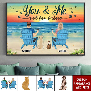 You And Me And The Pets Peace Beach View - Personalized Couple Poster