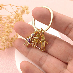Personalized Birthstone Kids Charms Keychain-Gift for Mom Grandma