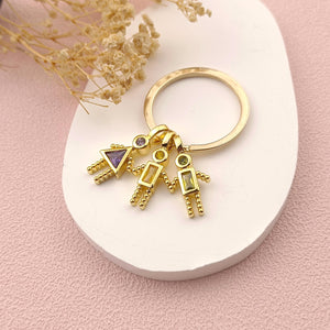 Personalized Birthstone Kids Charms Keychain-Gift for Mom Grandma