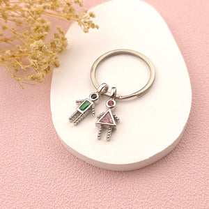 Personalized Birthstone Kids Charms Keychain-Gift for Mom Grandma