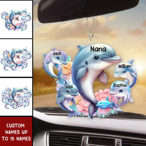 Personalized Grandma Dolphin with Kid Acrylic Car Ornament