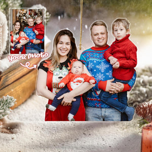 Personalized Love Family Upload Photo Christmas Ornament