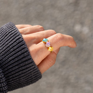 The Dog Mom Dog Paws 1-5 Personalized Birthstones Ring - Gift For Dog Lovers