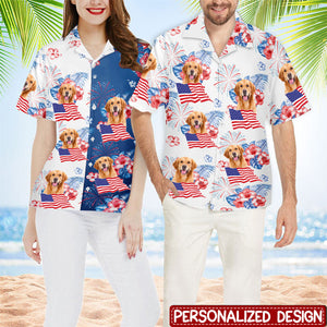 Personalized Unisex Patriotic Tropical Hawaiian Aloha Shirt