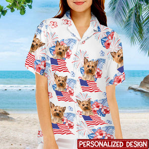 Personalized Unisex Patriotic Tropical Hawaiian Aloha Shirt